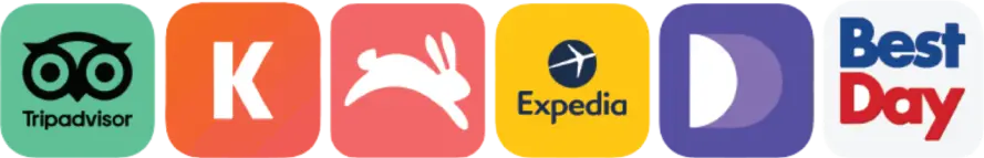 Competitor logos: TripAdvisor, Kayak, Hopper, Expedia, Despegar, BestDay