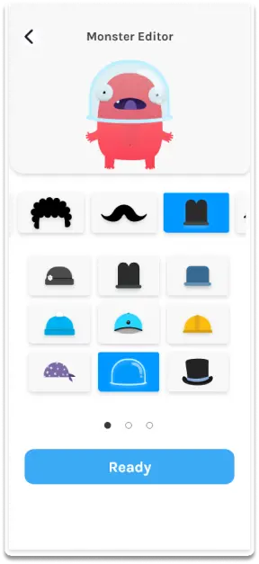 Monster Editor — avatar customization screen
