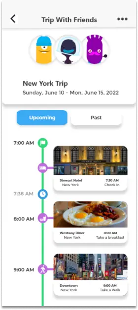 Trip With Friends — shared itinerary screen