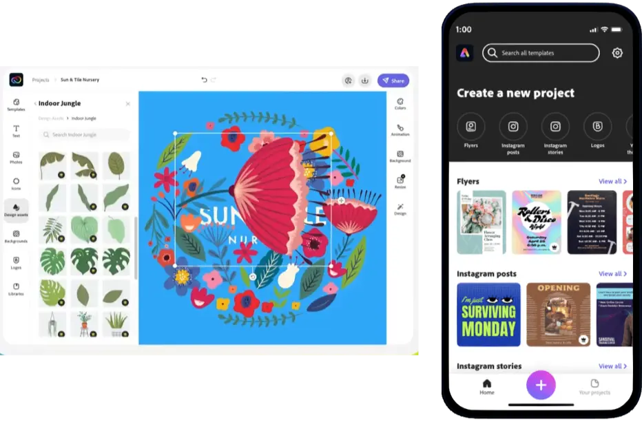 Adobe Express editor screenshots