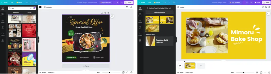 Canva editor screenshots