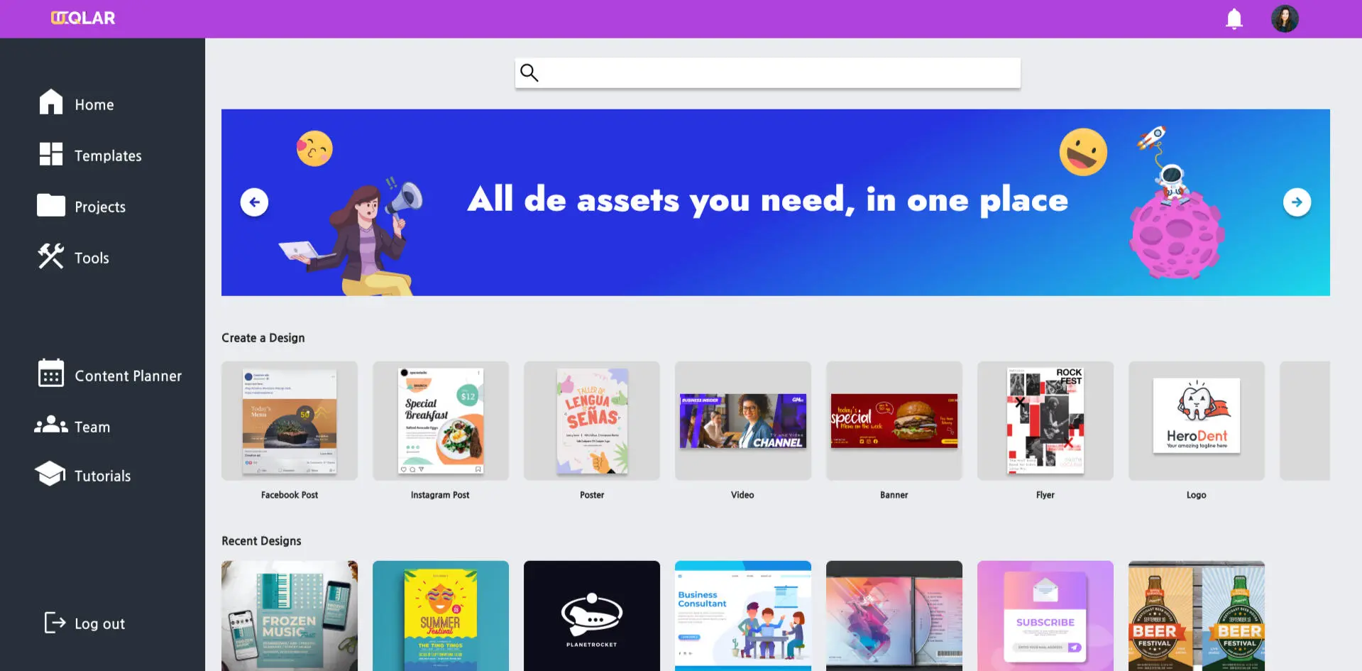High-fidelity dashboard: All the assets you need, in one place