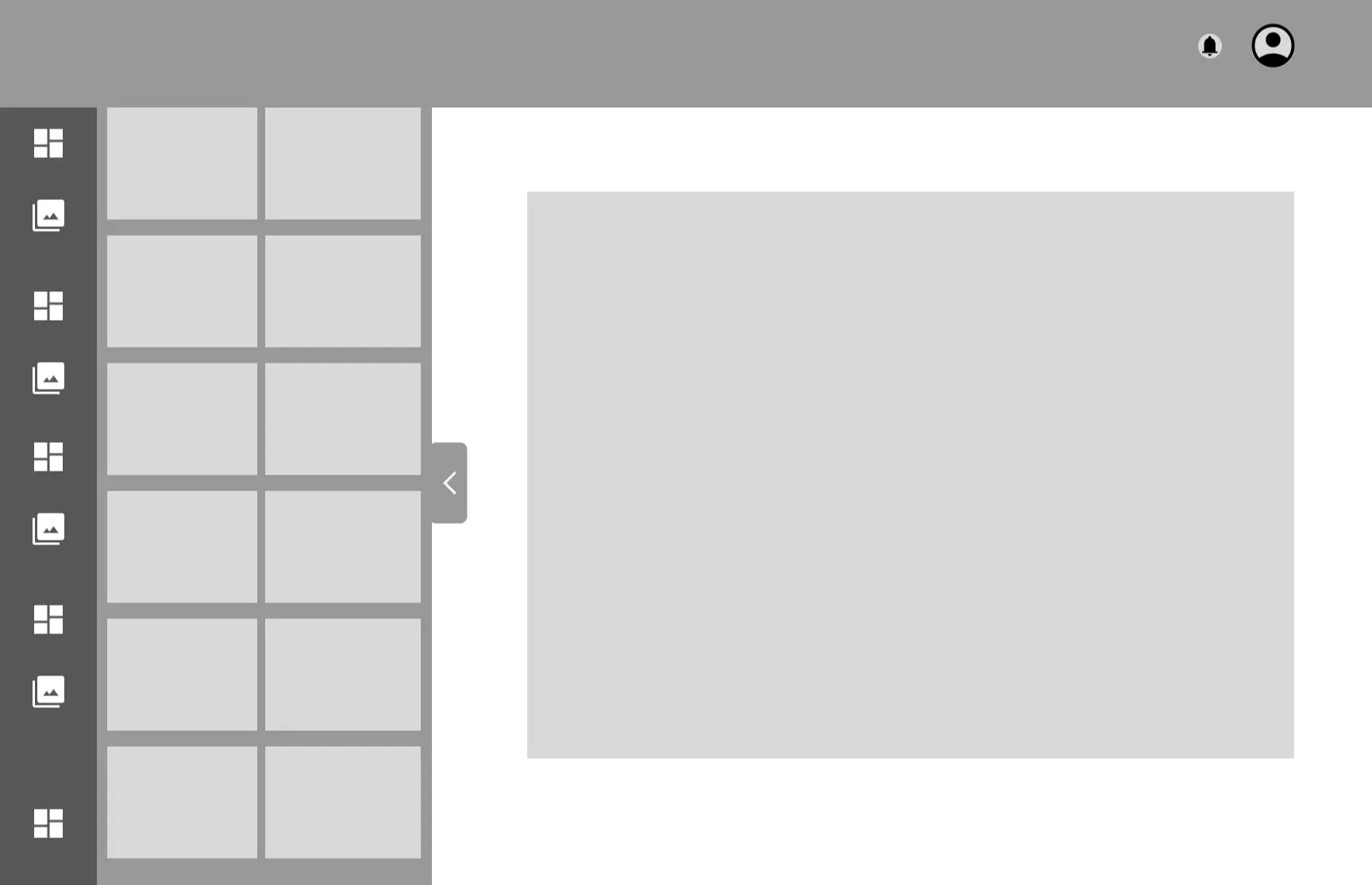 Low-fidelity wireframe of the dashboard layout